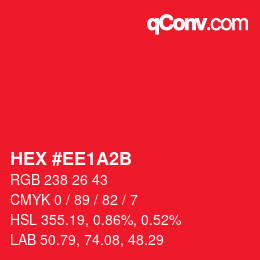 Color code: HEX #EE1A2B | qconv.com