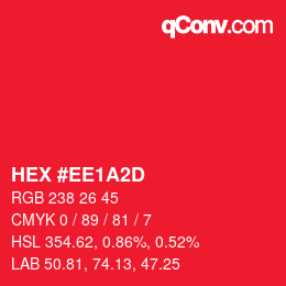 カラーコード: HEX #EE1A2D | qconv.com