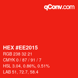 Color code: HEX #EE2015 | qconv.com
