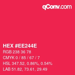 Color code: HEX #EE244E | qconv.com