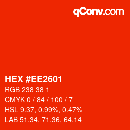 颜色代码: HEX #EE2601 | qconv.com