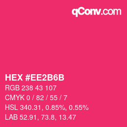 Color code: HEX #EE2B6B | qconv.com