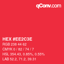 Color code: HEX #EE2C3E | qconv.com