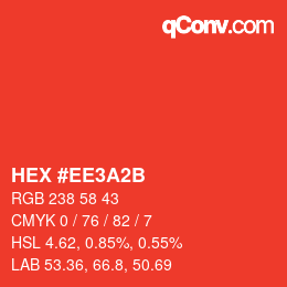 Color code: HEX #EE3A2B | qconv.com