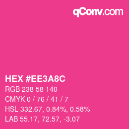 カラーコード: HEX #EE3A8C | qconv.com