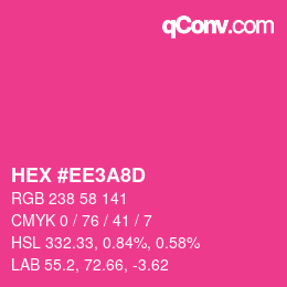 颜色代码: HEX #EE3A8D | qconv.com