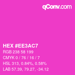 颜色代码: HEX #EE3AC7 | qconv.com