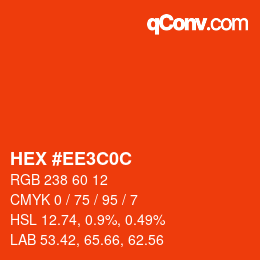 Color code: HEX #EE3C0C | qconv.com