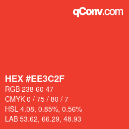 Color code: HEX #EE3C2F | qconv.com