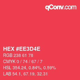 Color code: HEX #EE3D4E | qconv.com