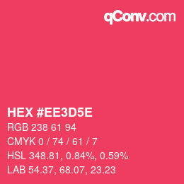 Farbcode: HEX #EE3D5E | qconv.com