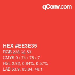 カラーコード: HEX #EE3E35 | qconv.com