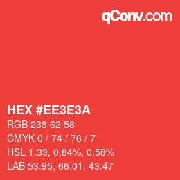 Farbcode: HEX #EE3E3A | qconv.com