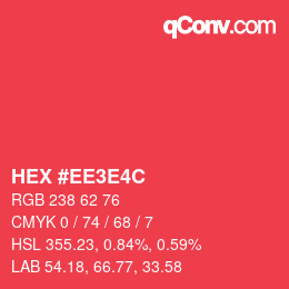 Code couleur: HEX #EE3E4C | qconv.com