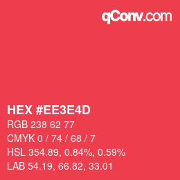 Color code: HEX #EE3E4D | qconv.com