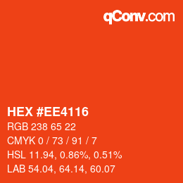 颜色代码: HEX #EE4116 | qconv.com