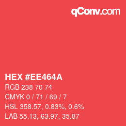 Color code: HEX #EE464A | qconv.com
