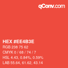 Color code: HEX #EE4B3E | qconv.com