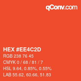カラーコード: HEX #EE4C2D | qconv.com