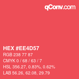 カラーコード: HEX #EE4D57 | qconv.com