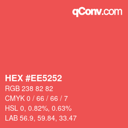 カラーコード: HEX #EE5252 | qconv.com