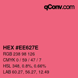 Código de color: HEX #EE627E | qconv.com