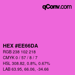 Color code: HEX #EE66DA | qconv.com