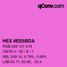 颜色代码: HEX #EE6BDA | qconv.com