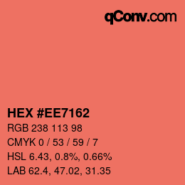 カラーコード: HEX #EE7162 | qconv.com