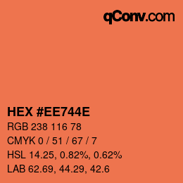 Color code: HEX #EE744E | qconv.com