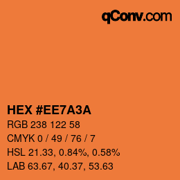 颜色代码: HEX #EE7A3A | qconv.com