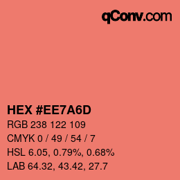 Color code: HEX #EE7A6D | qconv.com