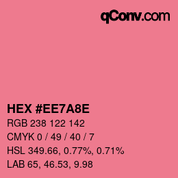 Color code: HEX #EE7A8E | qconv.com