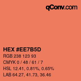 颜色代码: HEX #EE7B5D | qconv.com