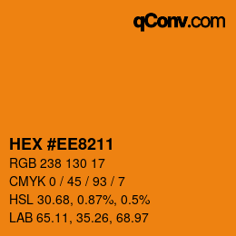 カラーコード: HEX #EE8211 | qconv.com
