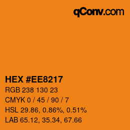颜色代码: HEX #EE8217 | qconv.com