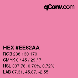 カラーコード: HEX #EE82AA | qconv.com