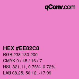 颜色代码: HEX #EE82C8 | qconv.com
