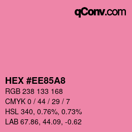 カラーコード: HEX #EE85A8 | qconv.com