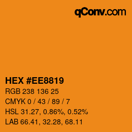 Color code: HEX #EE8819 | qconv.com