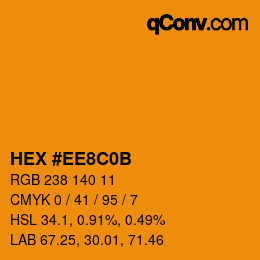 Color code: HEX #EE8C0B | qconv.com