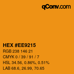 カラーコード: HEX #EE9215 | qconv.com