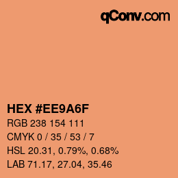 Color code: HEX #EE9A6F | qconv.com