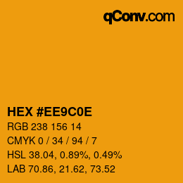 Color code: HEX #EE9C0E | qconv.com