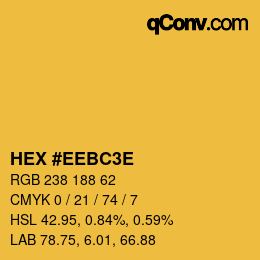 Color code: HEX #EEBC3E | qconv.com