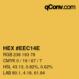 Color code: HEX #EEC14E | qconv.com