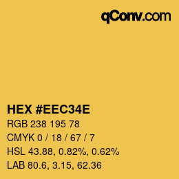 Color code: HEX #EEC34E | qconv.com