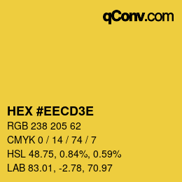 Color code: HEX #EECD3E | qconv.com