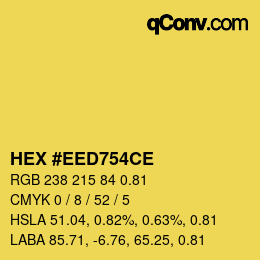 Code couleur: HEX #EED754CE | qconv.com