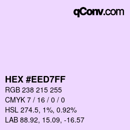 Color code: HEX #EED7FF | qconv.com